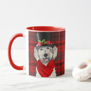 Caneca Feriado de Labradoodle Amarelo Xadrez do Cão Lover