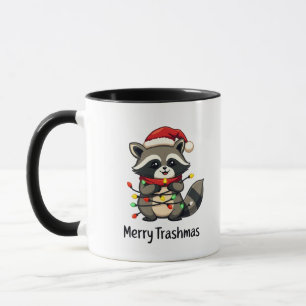 Caneca Feriado de Natal da feliz Trashmas Funny Raccoon