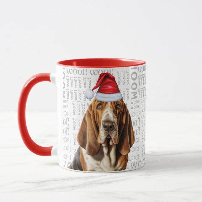 Caneca Feriado de Natal do Basset Hound Dog (Esquerda)
