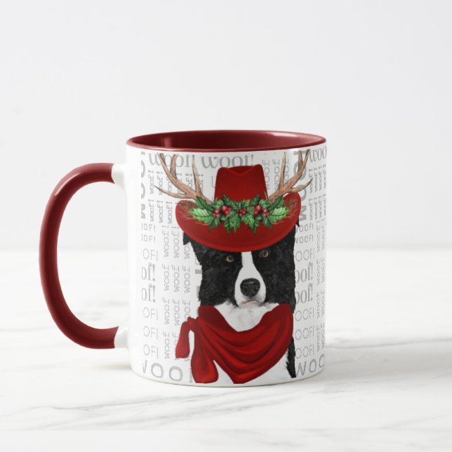 Caneca Feriado de Natal do Bordo Collie Dog (Esquerda)