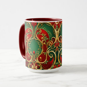 Caneca Feriado de Natal Floral Vermelho