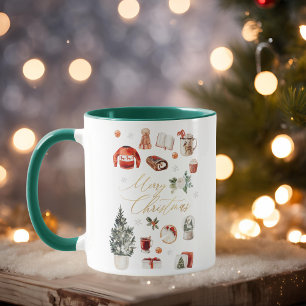Caneca Feriado de Natal Merry Watercolor