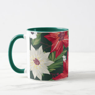 Caneca Feriado de Poinsettia Watercolor Natal