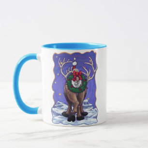 Caneca Feriado de Reindeer Festivo de Cabeças