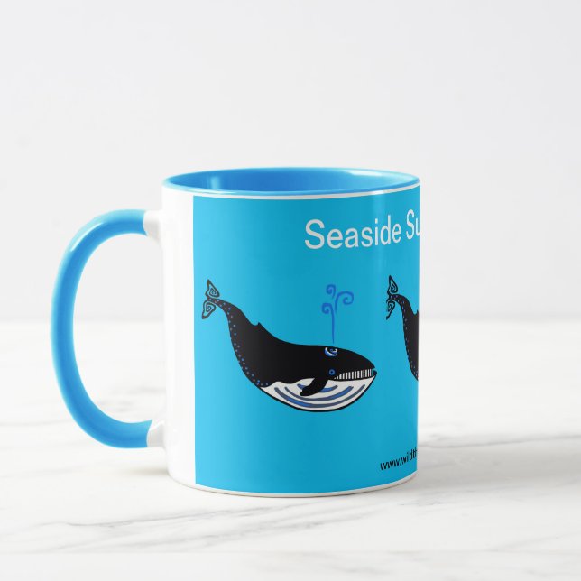 Caneca Feriado de Verão à beira-mar - Baleia Azul (Esquerda)