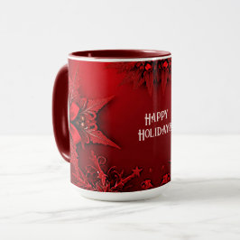 Caneca Feriado Floral de Férias Vermelho (Fita Floral)