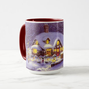 Caneca Feriado sazonal na cena de inverno de dezembro