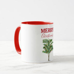 Caneca Feriado Tropical de Natal em Árvore de Palma