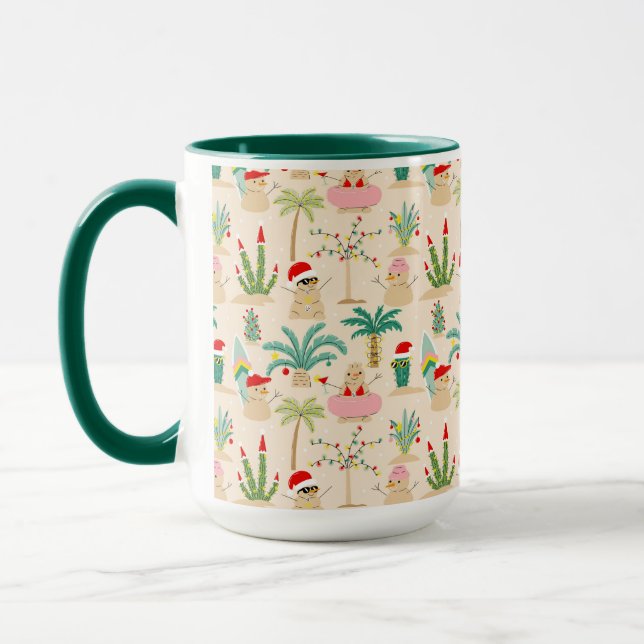 Caneca Feriado Tropical Vibes Padrão de Natal (Esquerda)