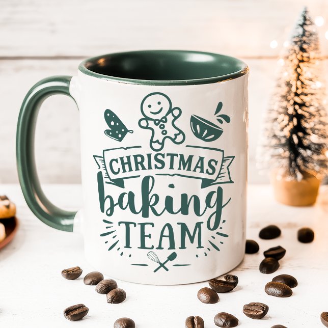 Caneca Feriado Verde da Equipe Baking de Natal (Criador carregado)