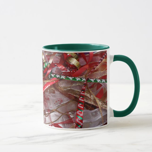 Caneca Feriado Vermelho e Dourado das Fitas de Natal (Direita)