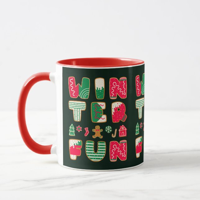 Caneca Feriado Vermelho Verde de Natal Divertido (Esquerda)