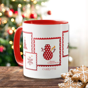 Caneca Feriados de Carimbo de Natal Nome Personalizado de