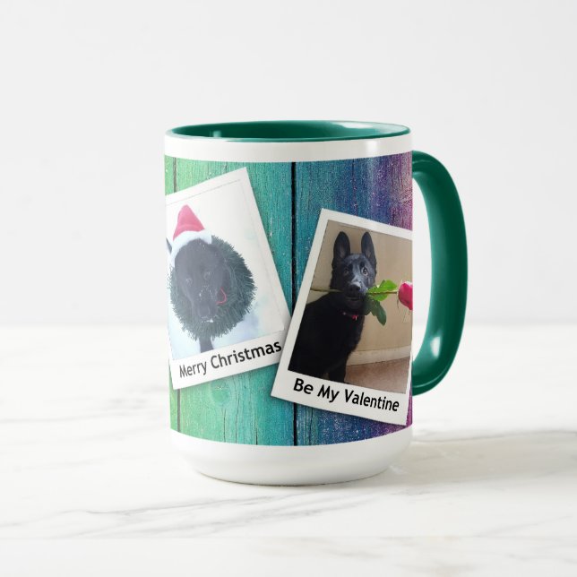 Caneca Feriados de inverno em German shepherd preto, ZKA (Frente Esquerda)