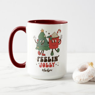 Caneca Feriados de Natal Jolly Feriados Engraçados Nome d