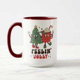 Caneca Feriados de Natal Jolly Feriados Engraçados Retro