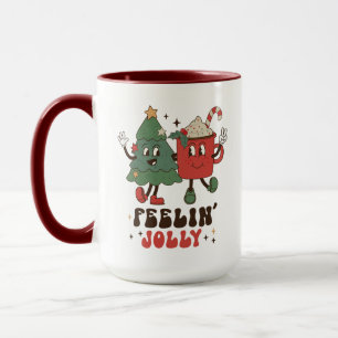 Caneca Feriados de Natal Jolly Feriados Engraçados Retro