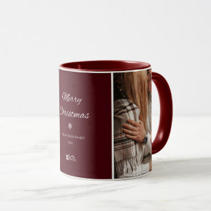 Caneca Feriados de Natal Simples e Elegante Dark Burgundy