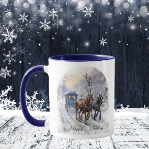 Caneca Feriados Felizes da Cena Vitoriana da Aquarela