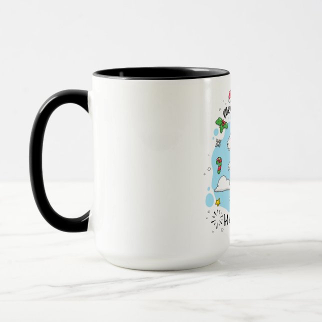Caneca Feriados felizes do unicórnio azul infantil (Esquerda)