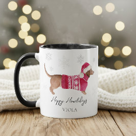Caneca Férias de Natal do Dachshund Wiener Dog