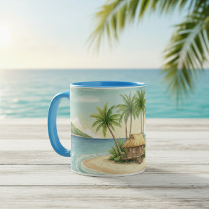 Caneca Férias de Verão Paraíso da Ilha Tropical
