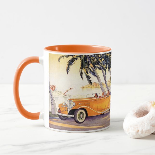 Caneca Férias em Família ao Estilo Vintage num Carro Conv (Com Donut)