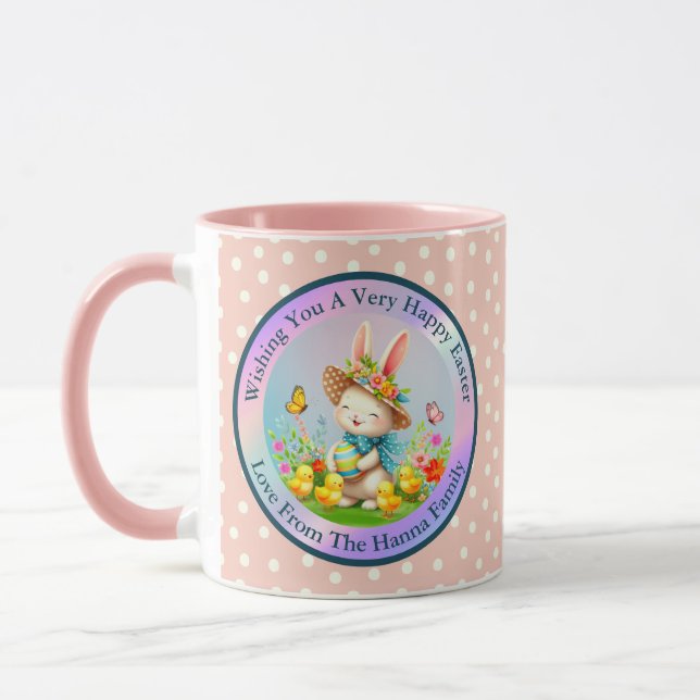 Caneca Férias Feliz das Flores da Páscoa e Coelhinhos da  (Esquerda)