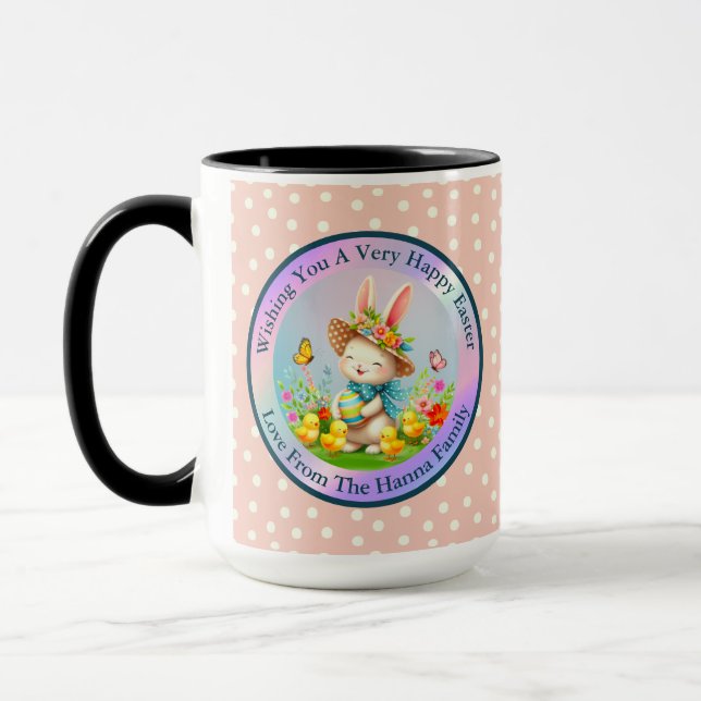Caneca Férias Feliz das Flores da Páscoa e Coelhinhos da  (Esquerda)