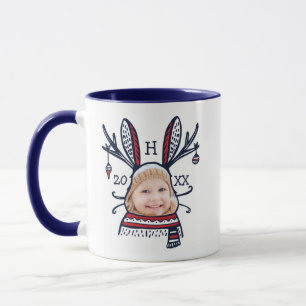 Caneca Férias Festivas de Personagem de Coelho de Xadrez 