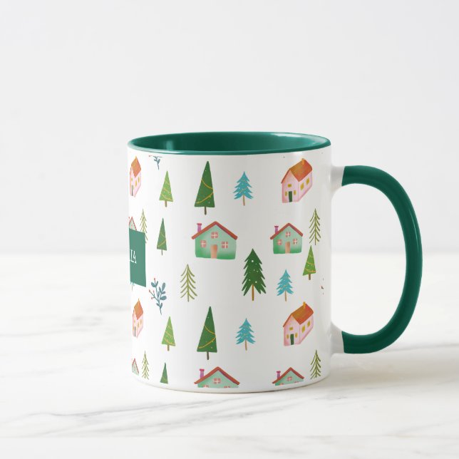 Caneca Férias festivas Festas de férias Cidade Verde Nome (Direita)