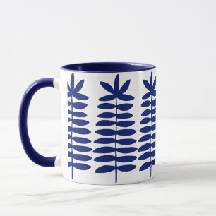 Caneca Ferns decorativos - Azul Marinho