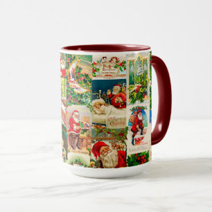 Caneca Fesage Vintage Papais noeis vitorianos Colagem de 