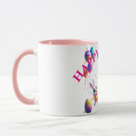 Caneca Festa Colorida de Bunnies da Páscoa Dança