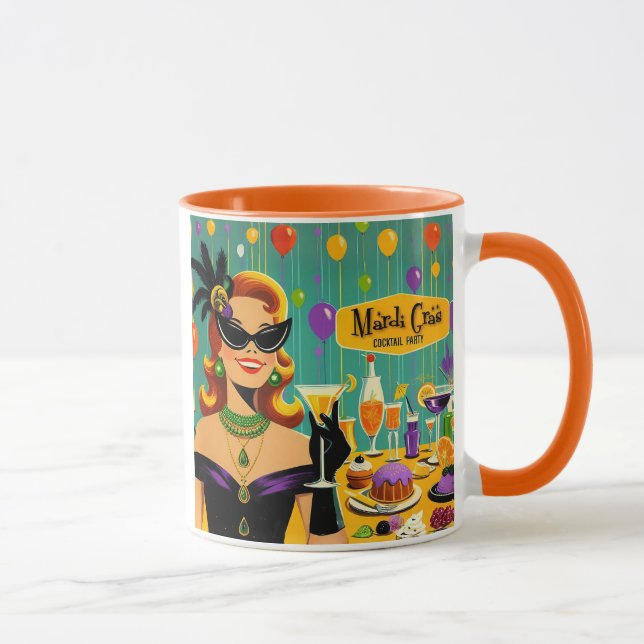 Caneca Festa de Cocktail Retro Mardi Gras dos Anos 50 (Direita)