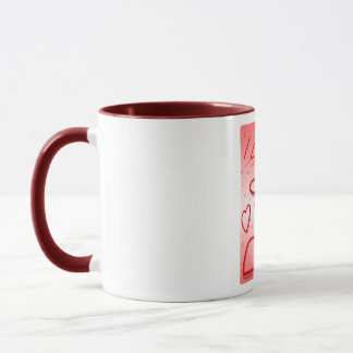 Caneca Festa de Escritório Paz Amor Obrigado Padrão Color