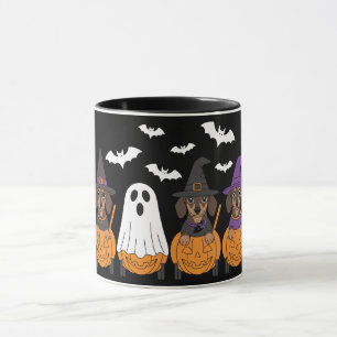 Caneca Festa de Halloween dos Dachshunds Fofos
