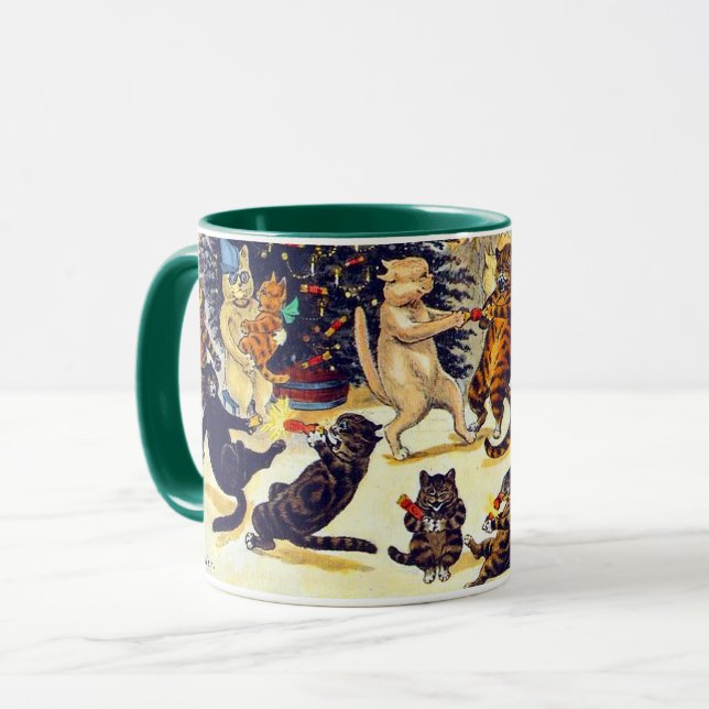 Caneca Festa de Natal do Gato, Louis Wain (Frente Esquerda)