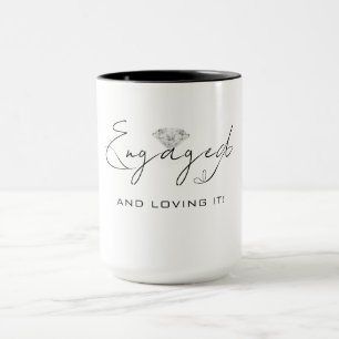 Caneca Festa de Noivado de Caligrafia Moderna Mínima