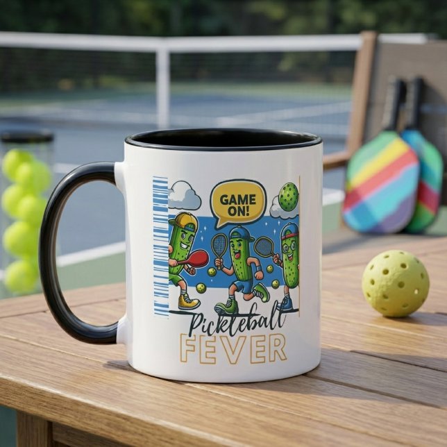 Caneca Festa de Pickleball: Jogo Rolando! Febre de Pickle (Criador carregado)