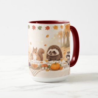 Caneca Festa dos Animais na Floresta no Outono