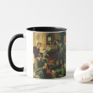 Caneca Festa Familiar Vintage, Cozinhando Bifes e Bebendo