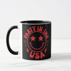 Caneca Festa Nos EUA Rosto Sorridente 4 De Julho Patrióti