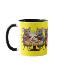 Festa Whimsical Tea com Ilustração de Ratos em Mug