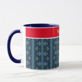 Caneca Festiva Azul e Vermelha por Poeta Adiela Ak