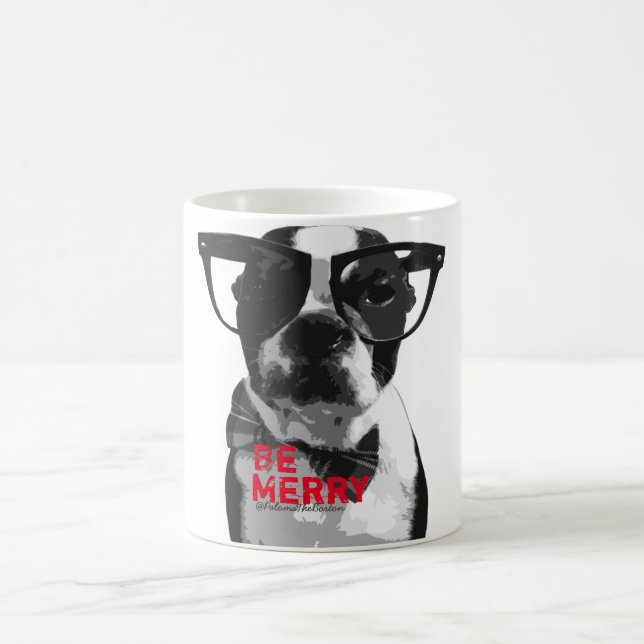 Caneca festiva de Boston Terrier do hipster!! (Centro)
