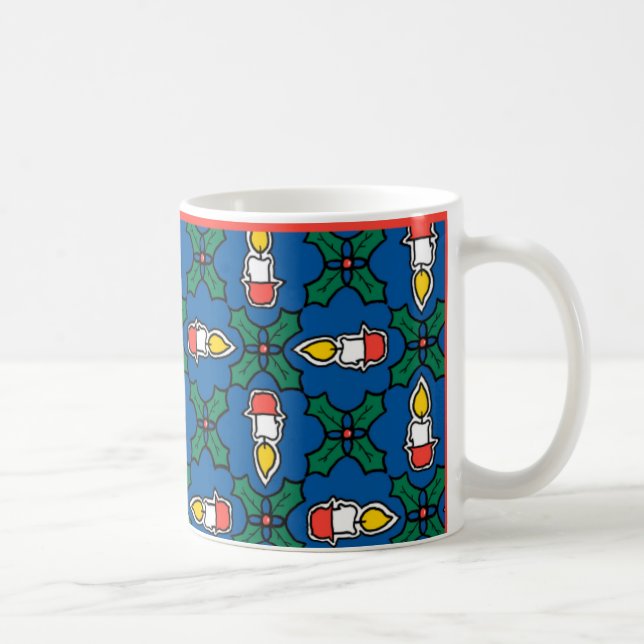 Caneca Festiva de Café, Holly de Natal e Velas (Direita)