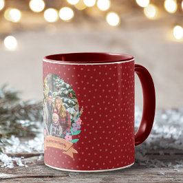 Caneca Festiva Floral Wreath Red Photo Christmas