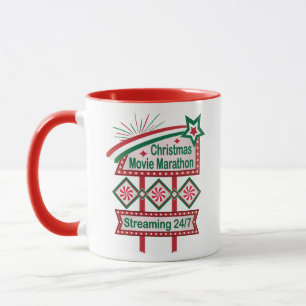 Caneca Festival de Letreiro Retro de Filme de Natal