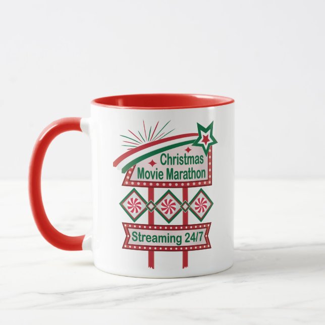 Caneca Festival de Letreiro Retro de Filme de Natal (Esquerda)
